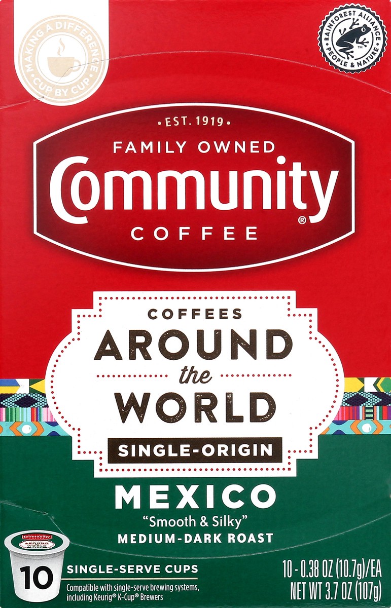 slide 8 of 9, Community Coffee Single-Serve Cups Medium-Dark Roast Mexico Coffee - 10 ct, 10 ct