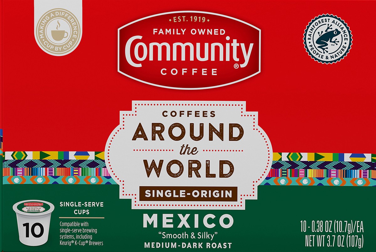 slide 1 of 9, Community Coffee Single-Serve Cups Medium-Dark Roast Mexico Coffee - 10 ct, 10 ct