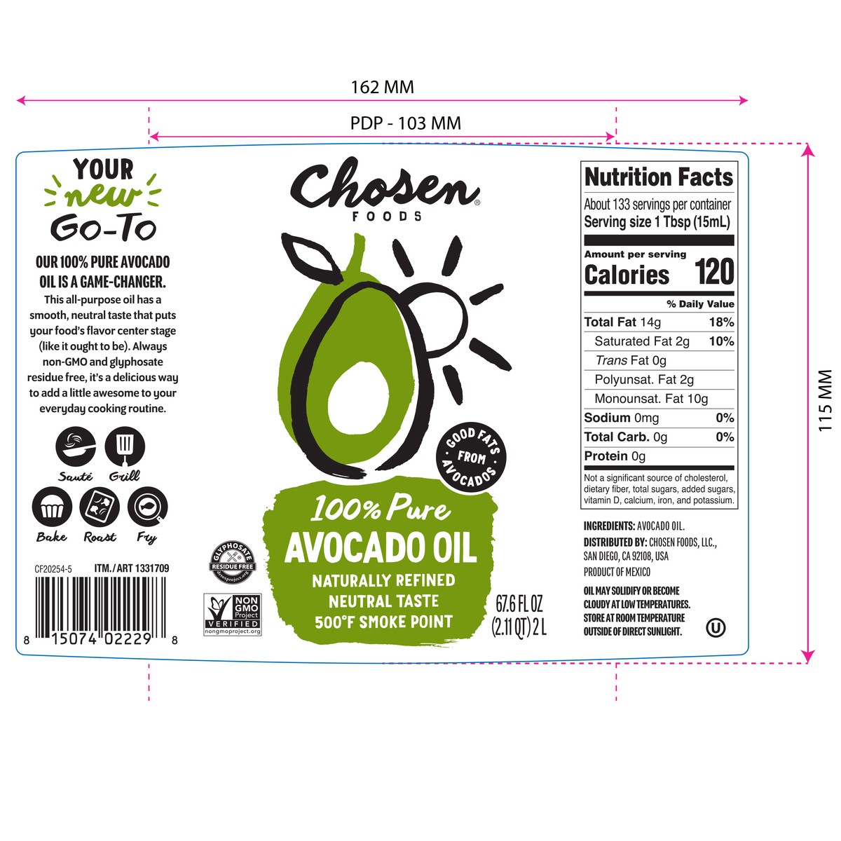 slide 6 of 8, Chosen Foods Avocado Oil 67.6 fl Oz, 67.6 fl oz