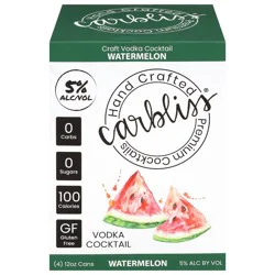 Carbliss Watermelon Vodka Cocktail - 4 x 12 fl oz Cans