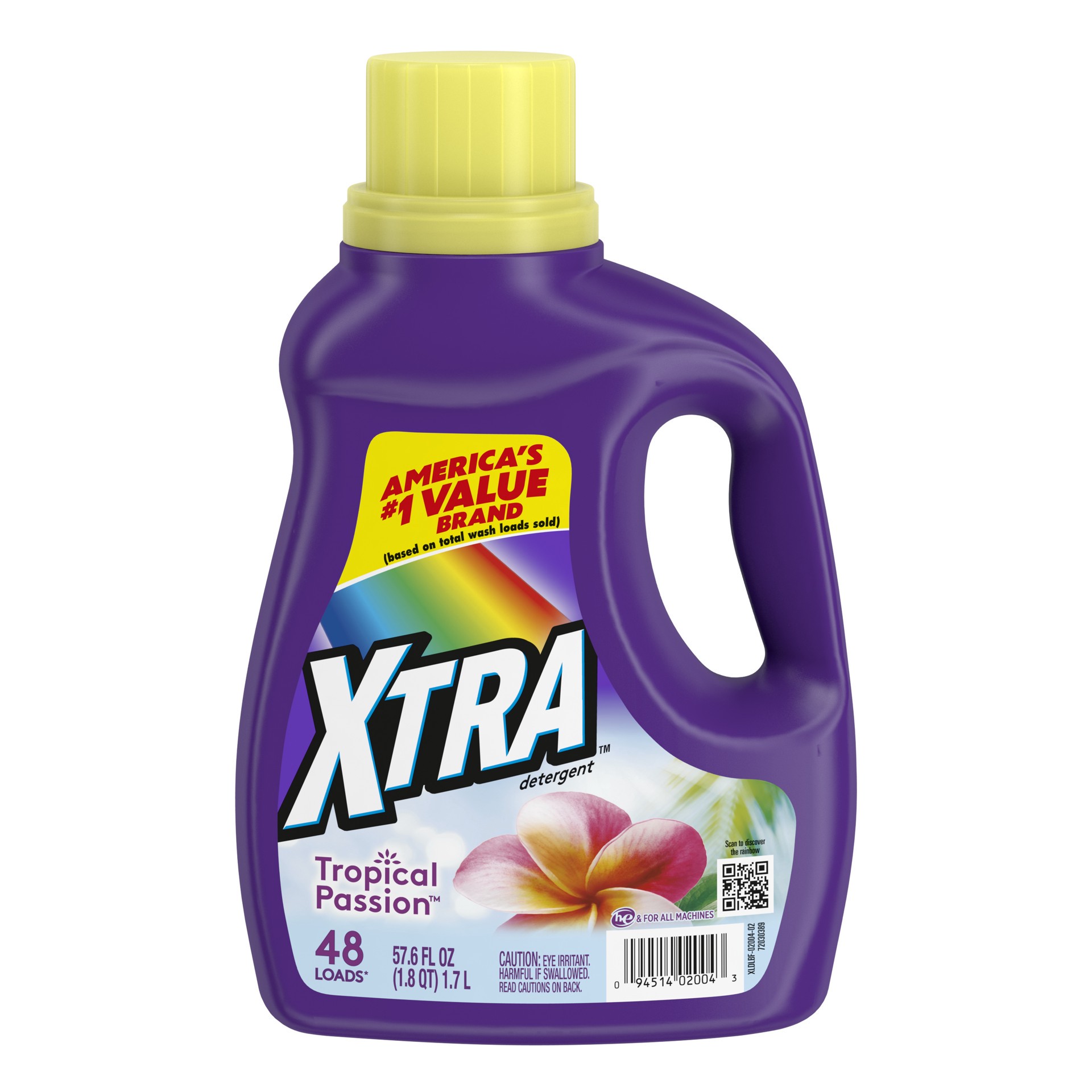 slide 1 of 9, XTRA Tropical Passion, 48 Loads Liquid Laundry Detergent, 57.6 Fl oz, 57.60 fl oz