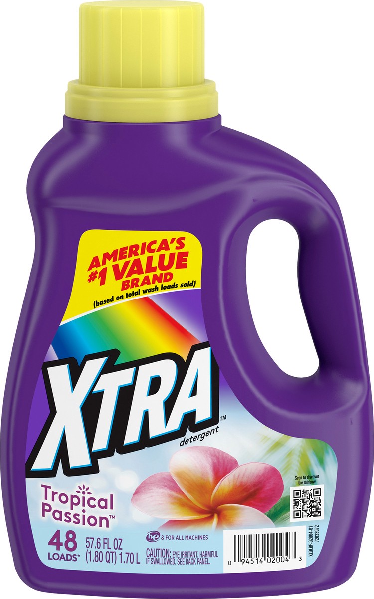 slide 7 of 9, XTRA Tropical Passion, 48 Loads Liquid Laundry Detergent, 57.6 Fl oz, 57.60 fl oz