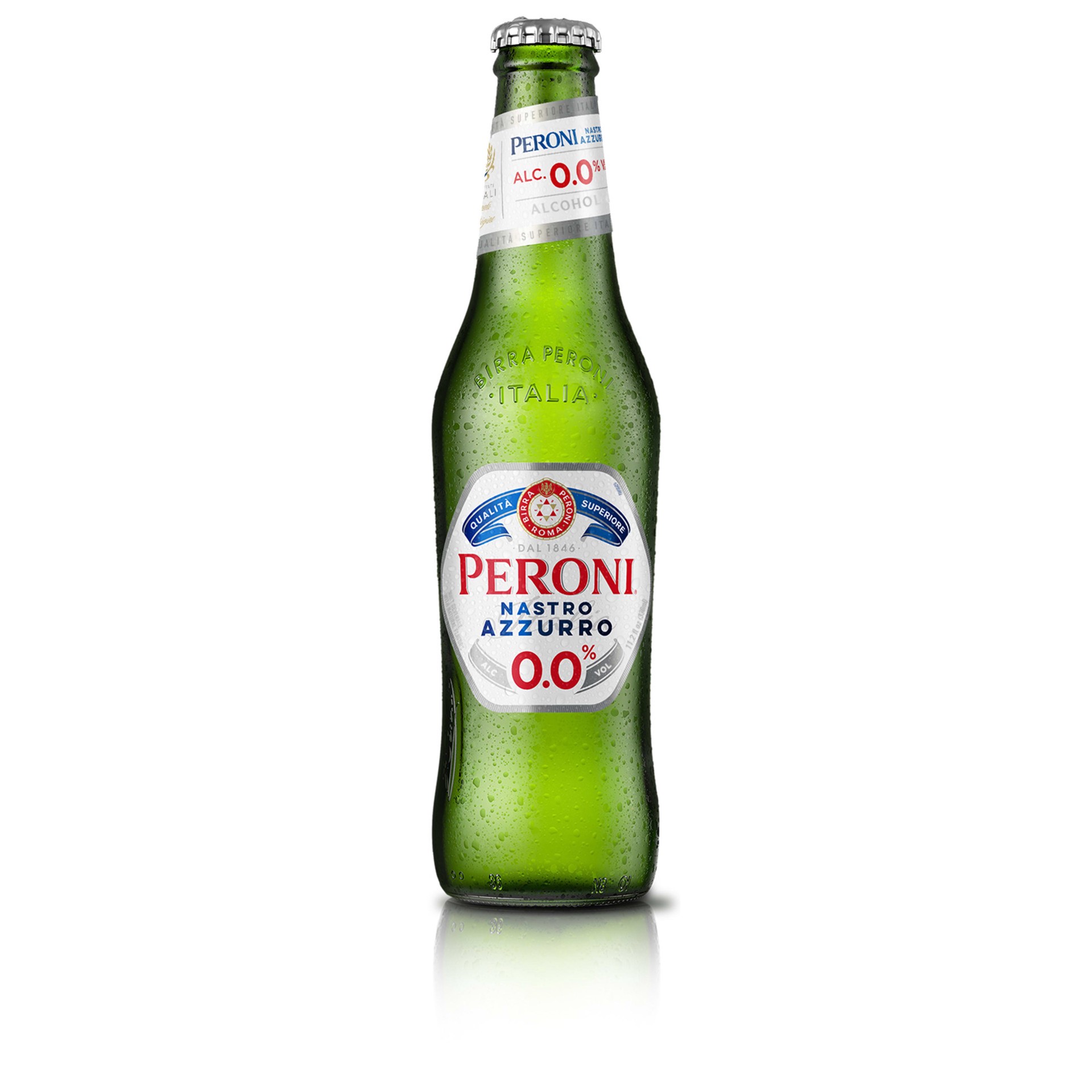 slide 5 of 5, Peroni Nastro Azzurro 0.0 Peroni 0.0 Non Alcoholic Italian Import Beer, 6 Pack, 11.2 fl oz Bottles, 0% ABV, 330 ml