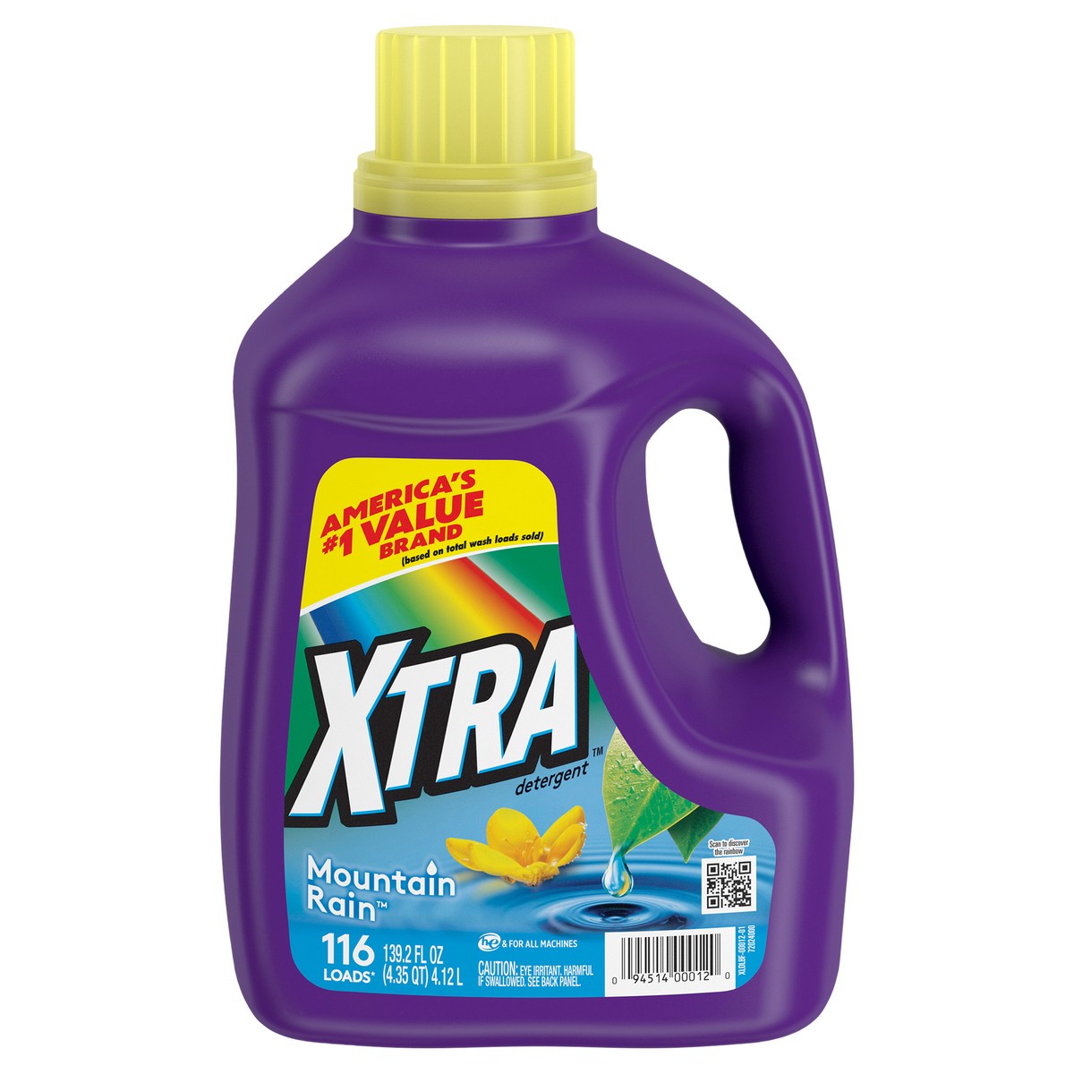 slide 1 of 1, Xtra Mountain Rain Liquid Laundry Detergent, 116 Loads, 139.2 fl oz, 139.20 fl oz