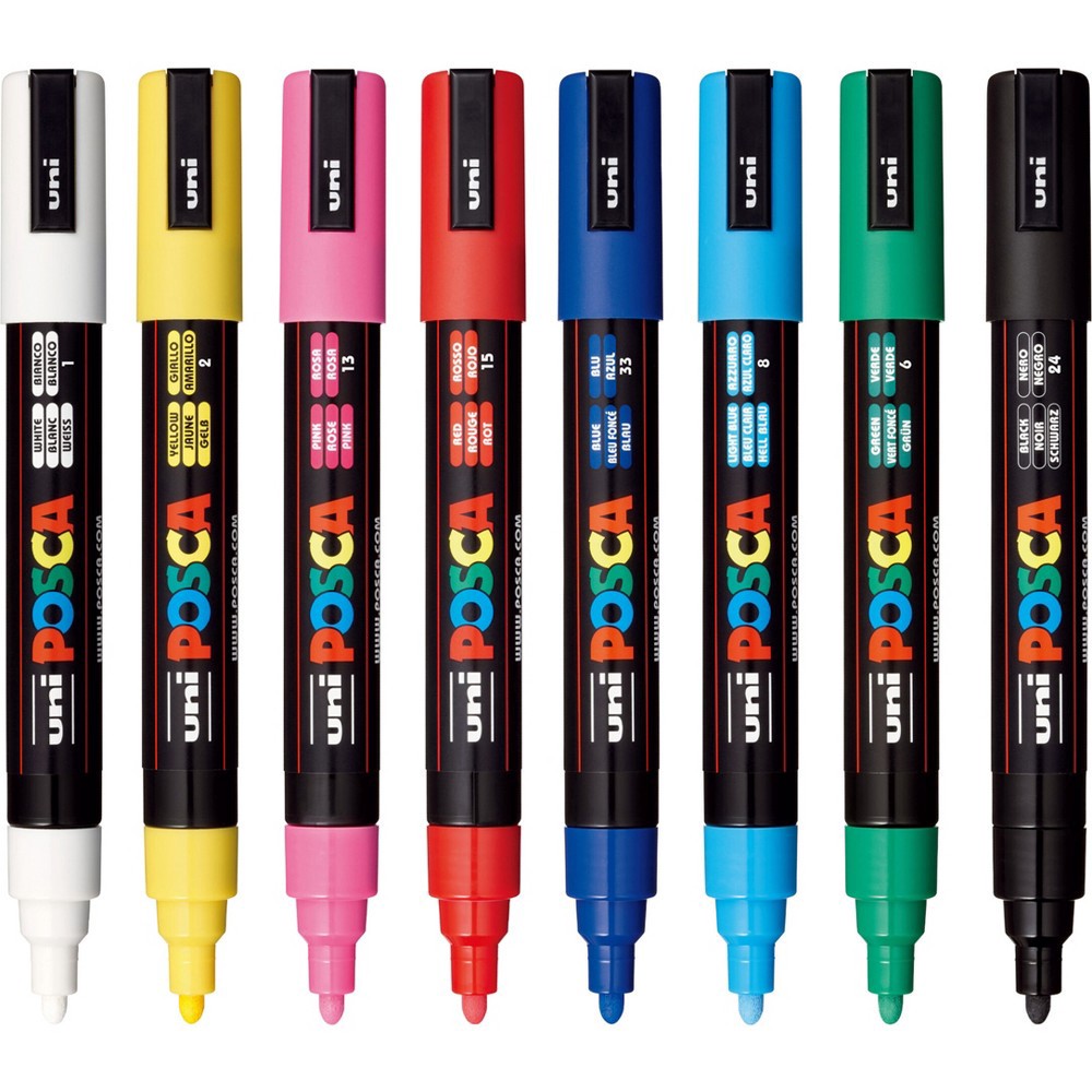 uni POSCA 8pk PC-5M Water Based Paint Markers Medium Point 1.8-2.5mm in  Assorted Colors