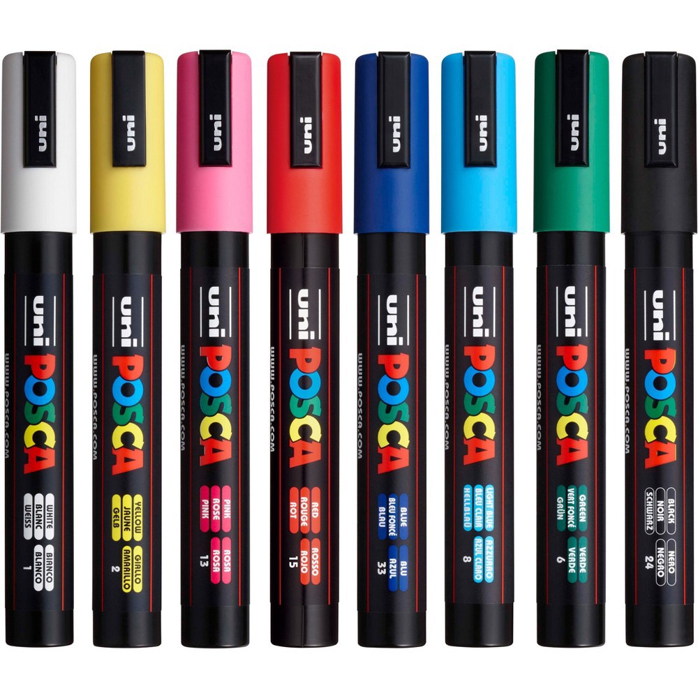 uni POSCA 8pk PC-5M Water Based Paint Markers Medium Point 1.8-2.5mm in  Assorted Colors