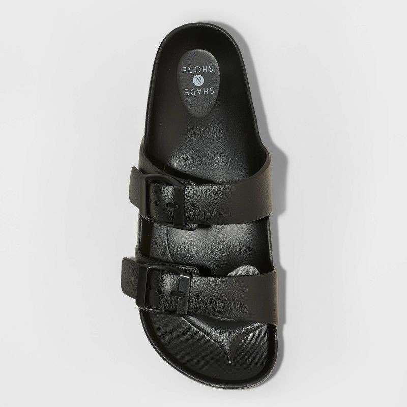 slide 3 of 4, Women's Neida EVA Two Band Footbed Slide Sandals - Shade & Shore™ Black 9: Contoured Footbed, Double Straps, 1 ct