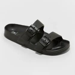 Women's Neida EVA Two Band Footbed Slide Sandals - Shade & Shore™ Black 10: Contoured Footbed, Double Straps
