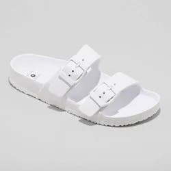 Women's Neida EVA Two Band Footbed Slide Sandals - Shade & Shore™ White 6: Slip-On, Contoured Footbed, Open Toe