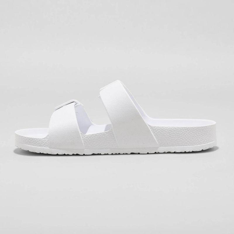 slide 2 of 4, Women's Neida EVA Two Band Footbed Slide Sandals - Shade & Shore™ White 10: Contoured Double Straps, 1 ct