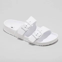 Women's Neida EVA Two Band Footbed Slide Sandals - Shade & Shore™ White 10: Contoured Double Straps