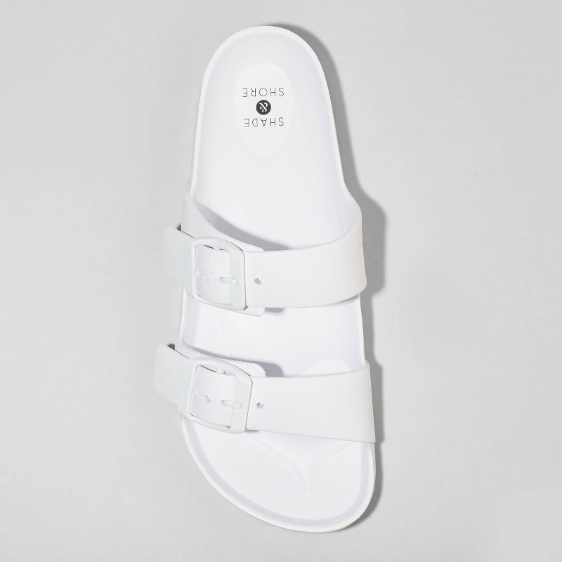 slide 3 of 4, Women's Neida EVA Two Band Footbed Slide Sandals - Shade & Shore™ White 11: Slip On, Contoured Footbed, Open Toe, 1 ct