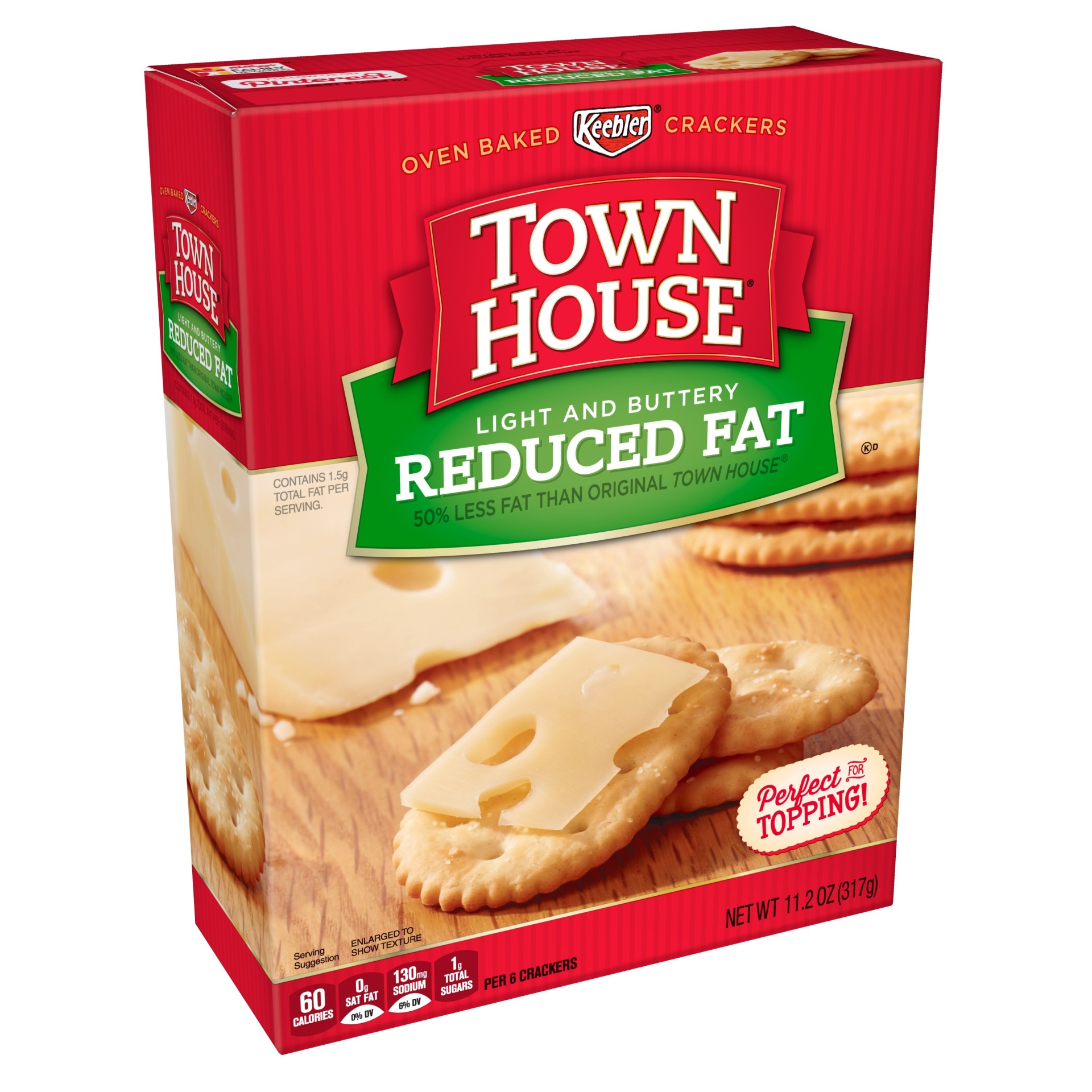 slide 1 of 7, Keebler Town House Reduced Fat Crackers, 11.2 oz