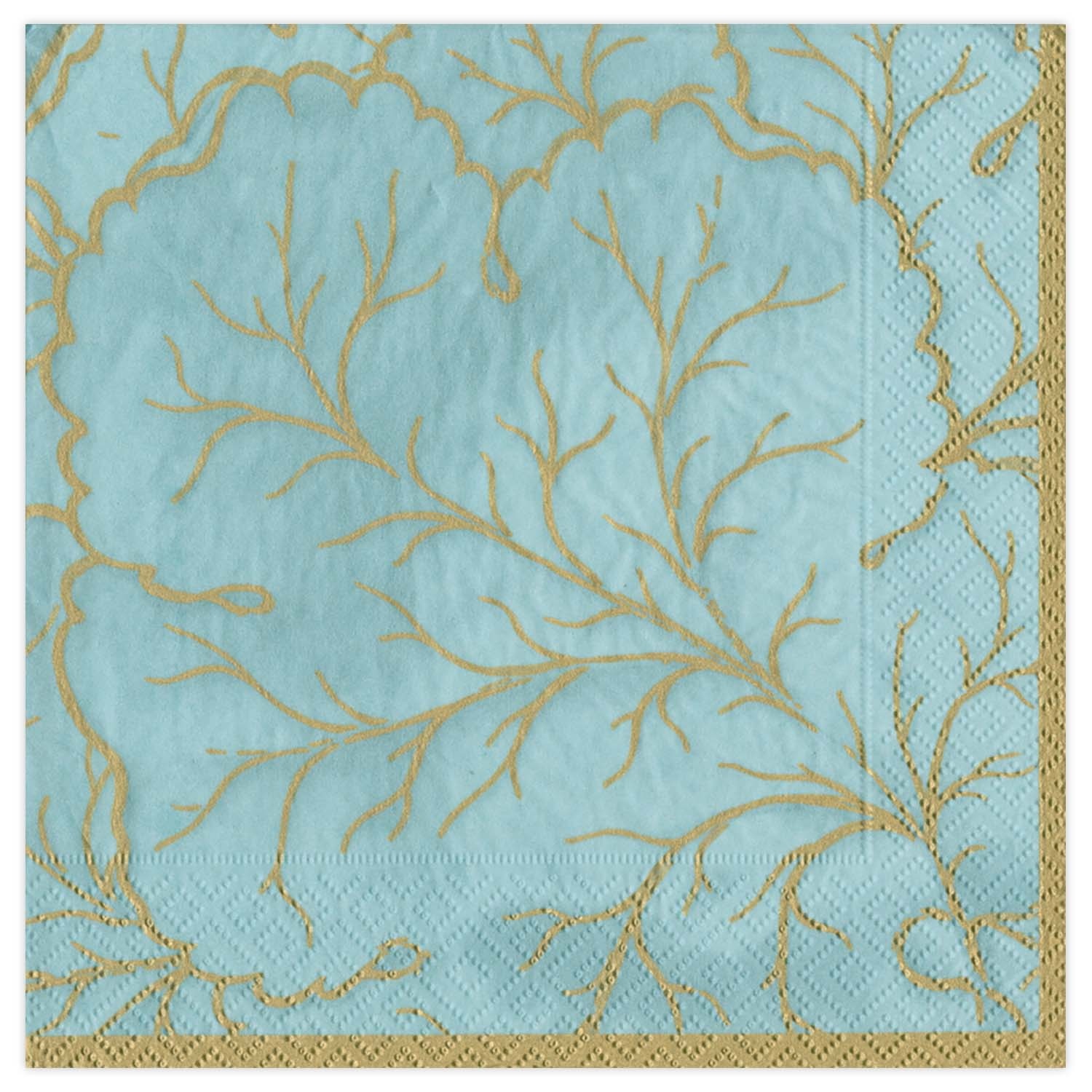 slide 1 of 1, Caspari Majolica Aqua Cocktail Napkins, 20 ct