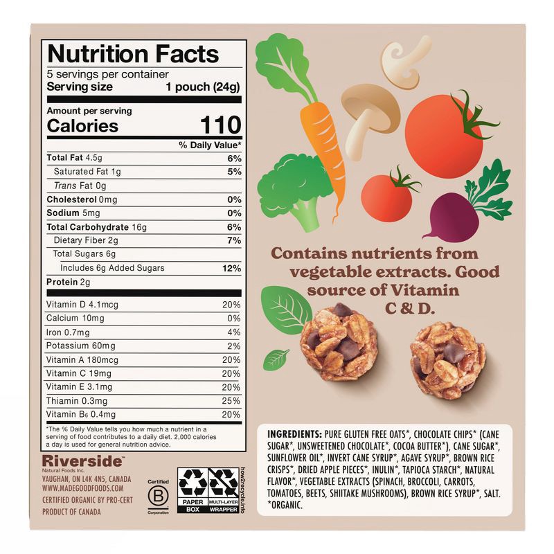 slide 2 of 4, MadeGood Chocolate Chip Granola Mini's - 5pk, 5 ct