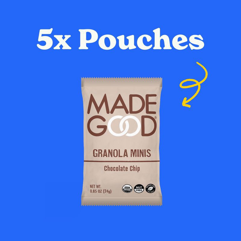 slide 3 of 4, MadeGood Chocolate Chip Granola Mini's - 5pk, 5 ct