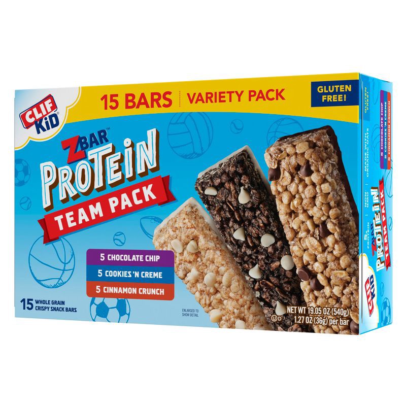 slide 1 of 1, Clif ZBar Protein Chocolate Chip, CNC, Cinnamon Crunch Variety Pack - 19.05oz, 19.05 oz