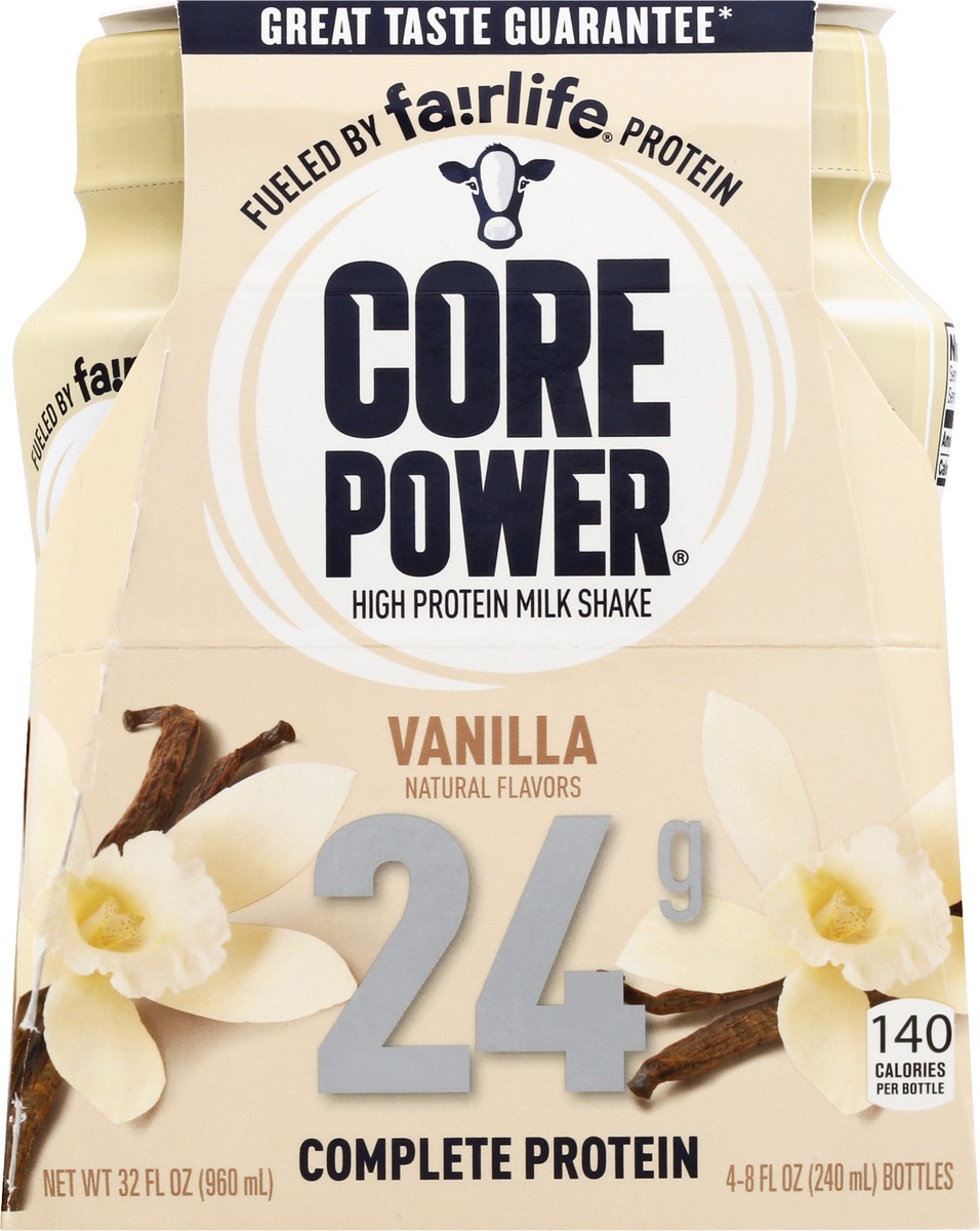 slide 5 of 13, Core Power Vanilla High Protein Milk Shake 4Pk, 32 fl oz