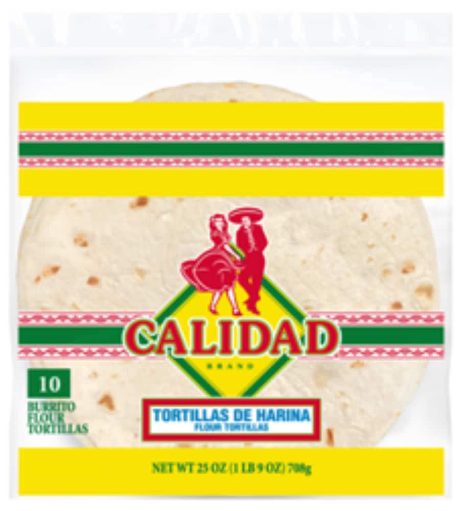 slide 2 of 2, Calidad Flour Tortillas, Burrito Size, 10 Count, 10 ct