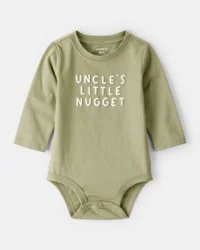 Carter's Baby Boy Uncles Little Nugget Long-Sleeve Graphic Bodysuit - Green Olive 9M