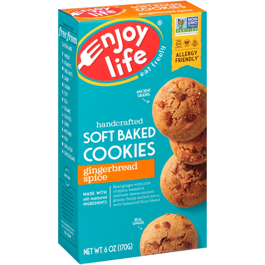 slide 6 of 8, Enjoy Life Gingerbread Spice Soft Baked Cookies, 6 oz