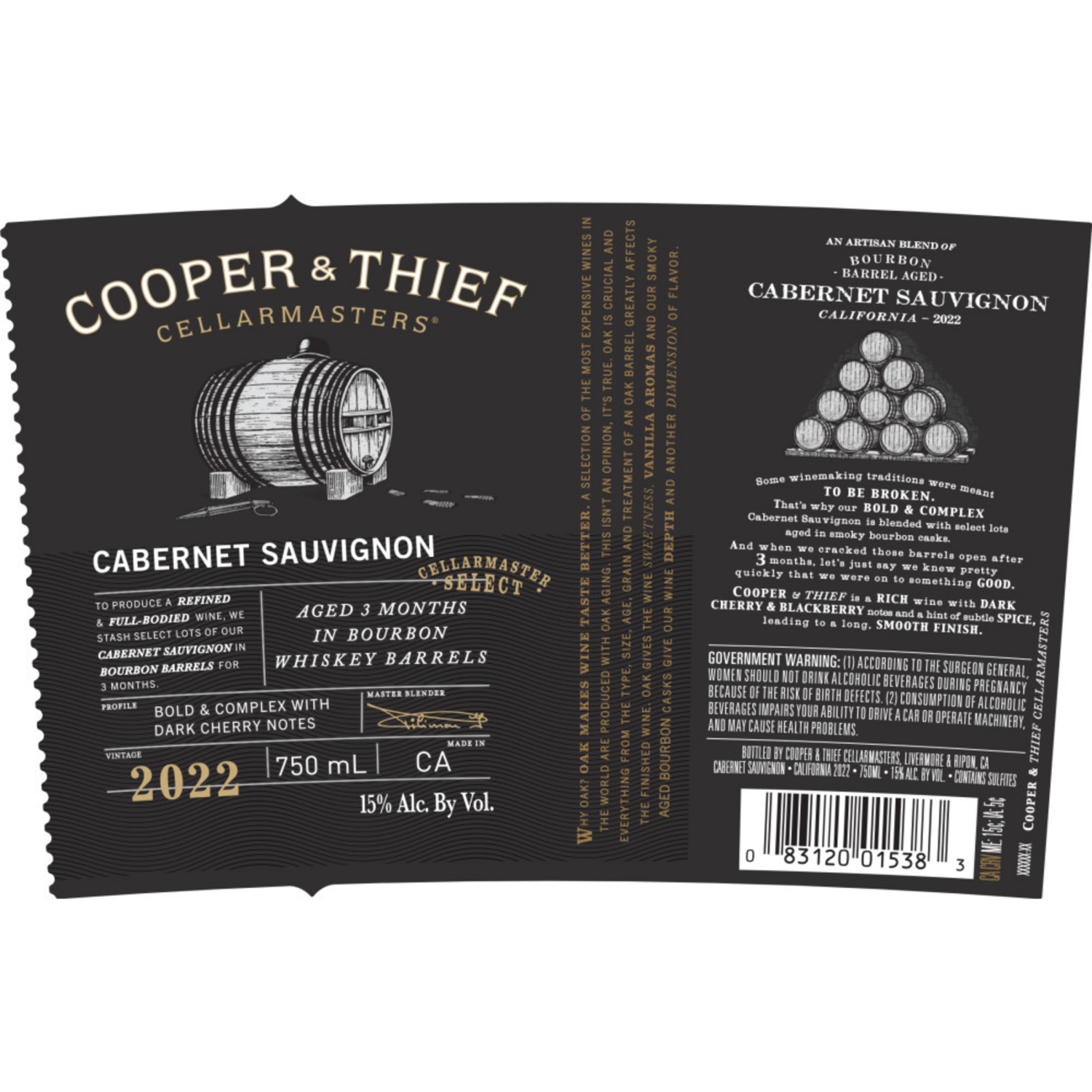 slide 5 of 6, Cooper & Thief Cellarmasters Cabernet Sauvignon, Red wine, 750mL, 750 ml