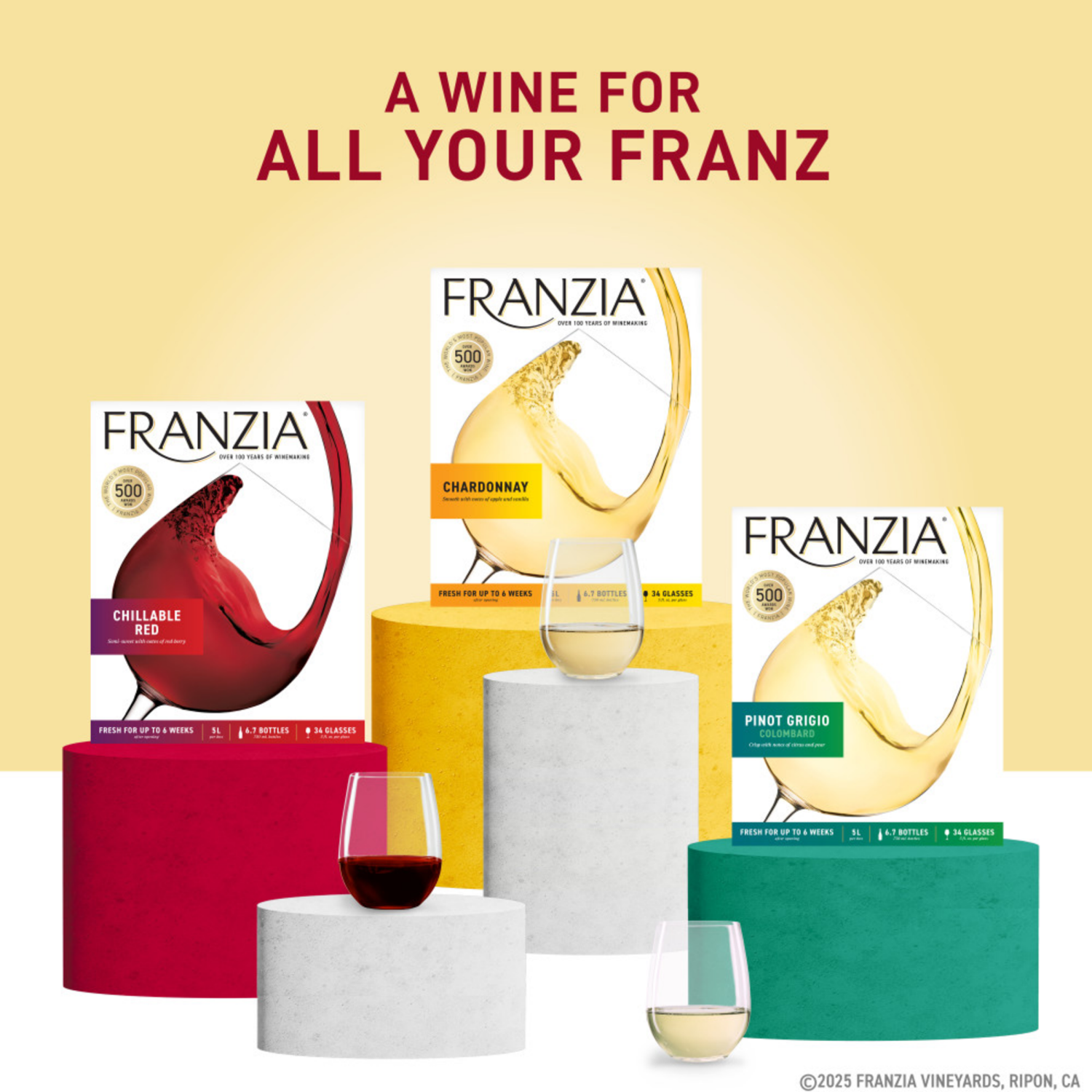 slide 7 of 8, Franzia Pinot Grigio/Colombard, White Wine, 5L, 5 liter