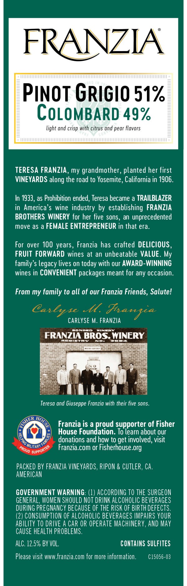 slide 7 of 7, Franzia Pinot Grigio/Colombard Vintner Select White Wine International, 5 liter