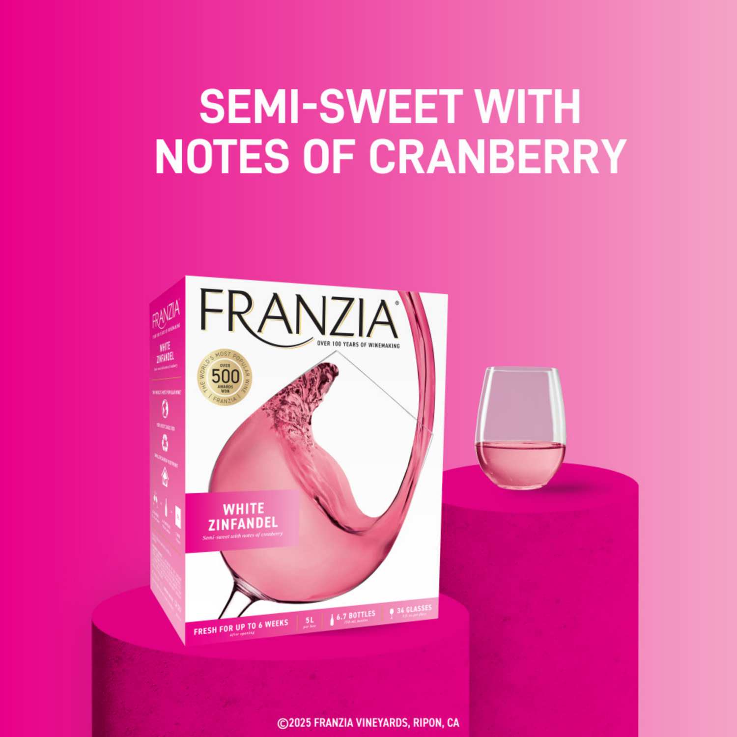 slide 4 of 8, Franzia White Zinfandel Wine - 5L Box, 5 liter