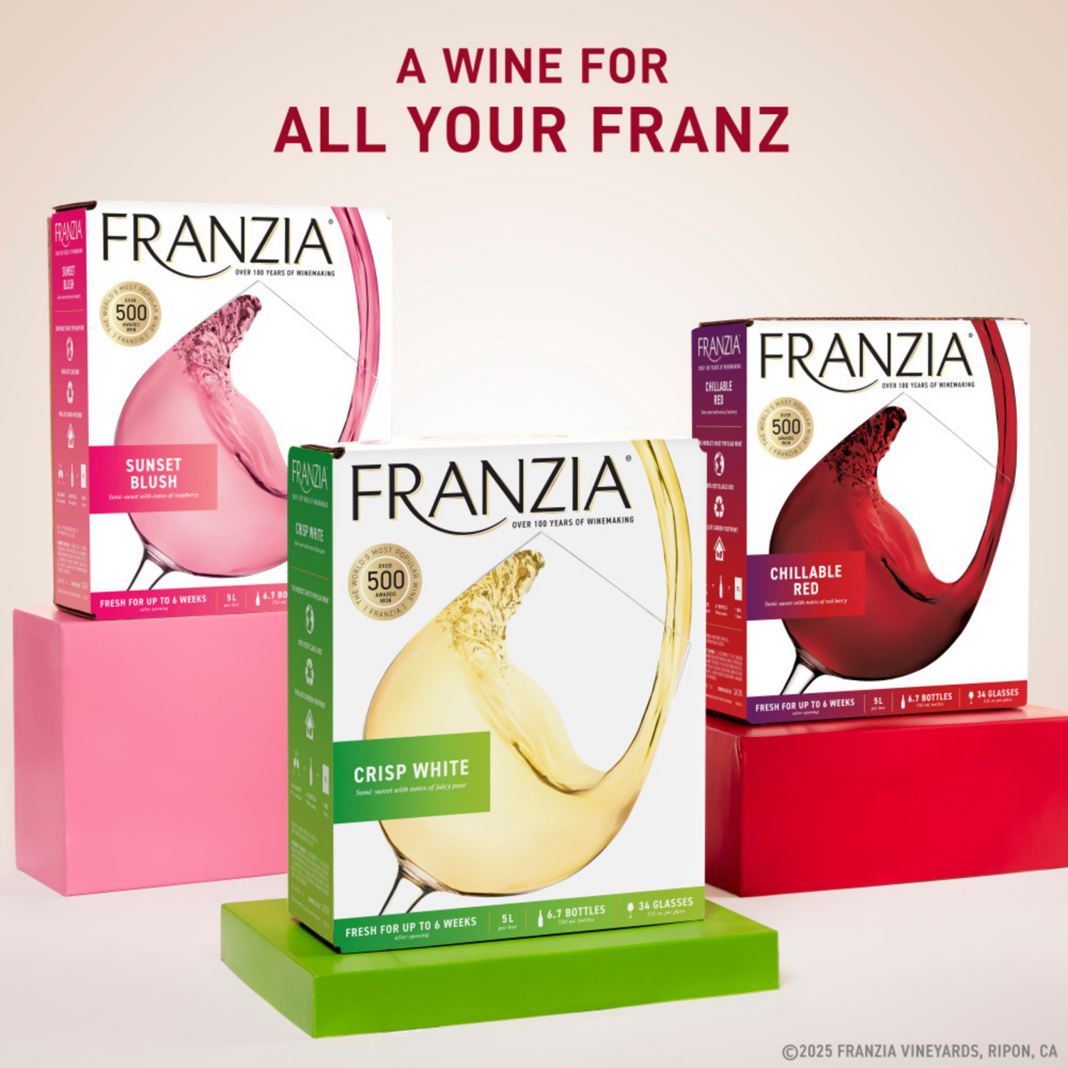 slide 7 of 8, Franzia Sunset Blush, Pink Wine, 5L, 5 liter