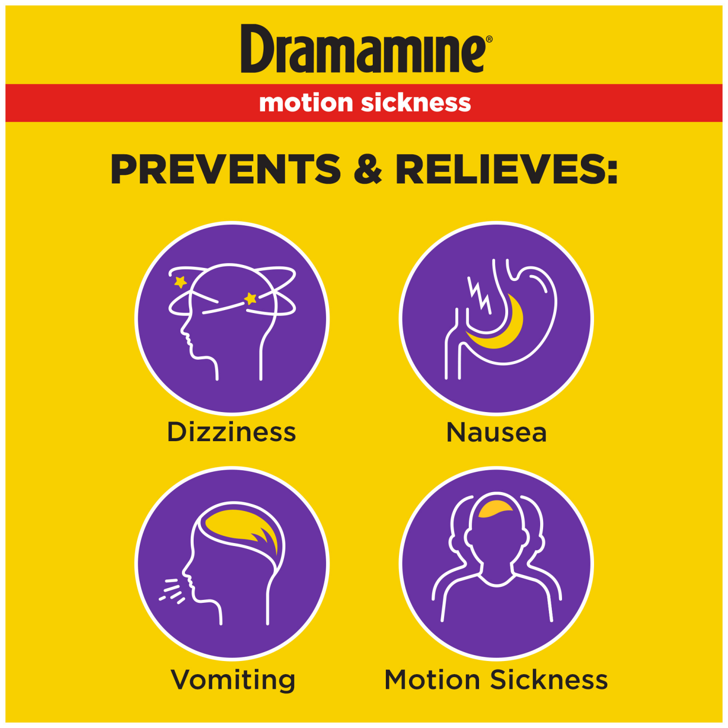 slide 5 of 5, Dramamine Motion Sickness Relief - All Day Less Drowsy, 8 Count, 8 ct