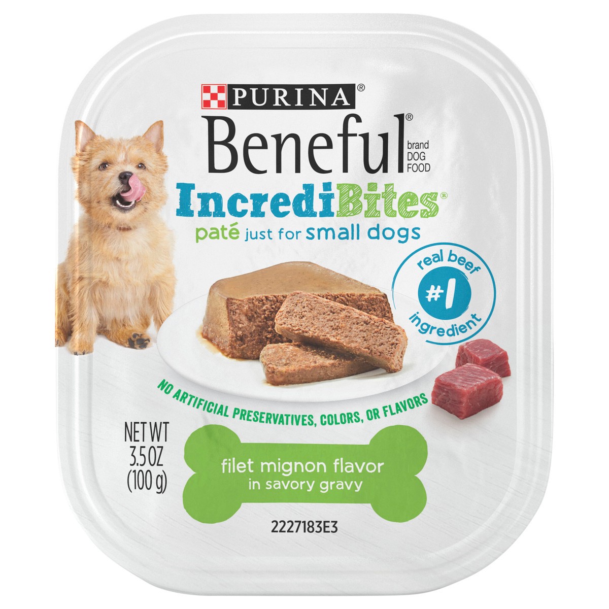 slide 2 of 13, Purina Beneful IncrediBites Pate Wet Dog Food for Small Dogs Filet Mignon Flavor in a Savory Gravy - 3.5 oz. Can, 3.5 oz