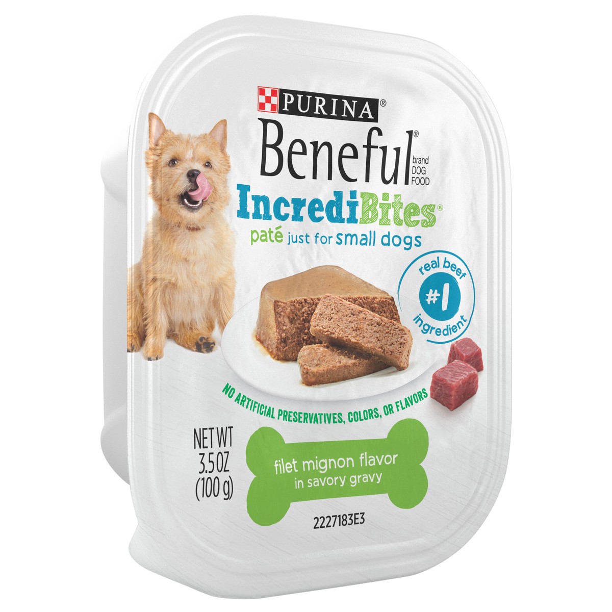 slide 3 of 13, Purina Beneful IncrediBites Pate Wet Dog Food for Small Dogs Filet Mignon Flavor in a Savory Gravy - 3.5 oz. Can, 3.5 oz