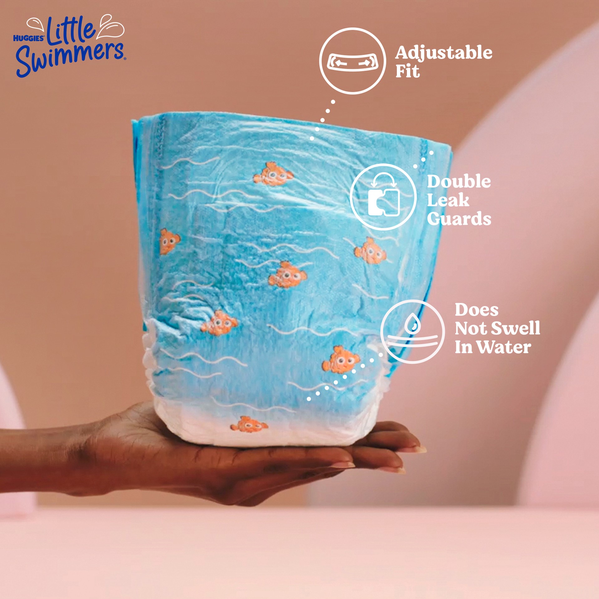 slide 3 of 5, Little Swimmers Disposable Swim Diapers, Size 4 (24-34 lbs), 11 Ct, 11 ct