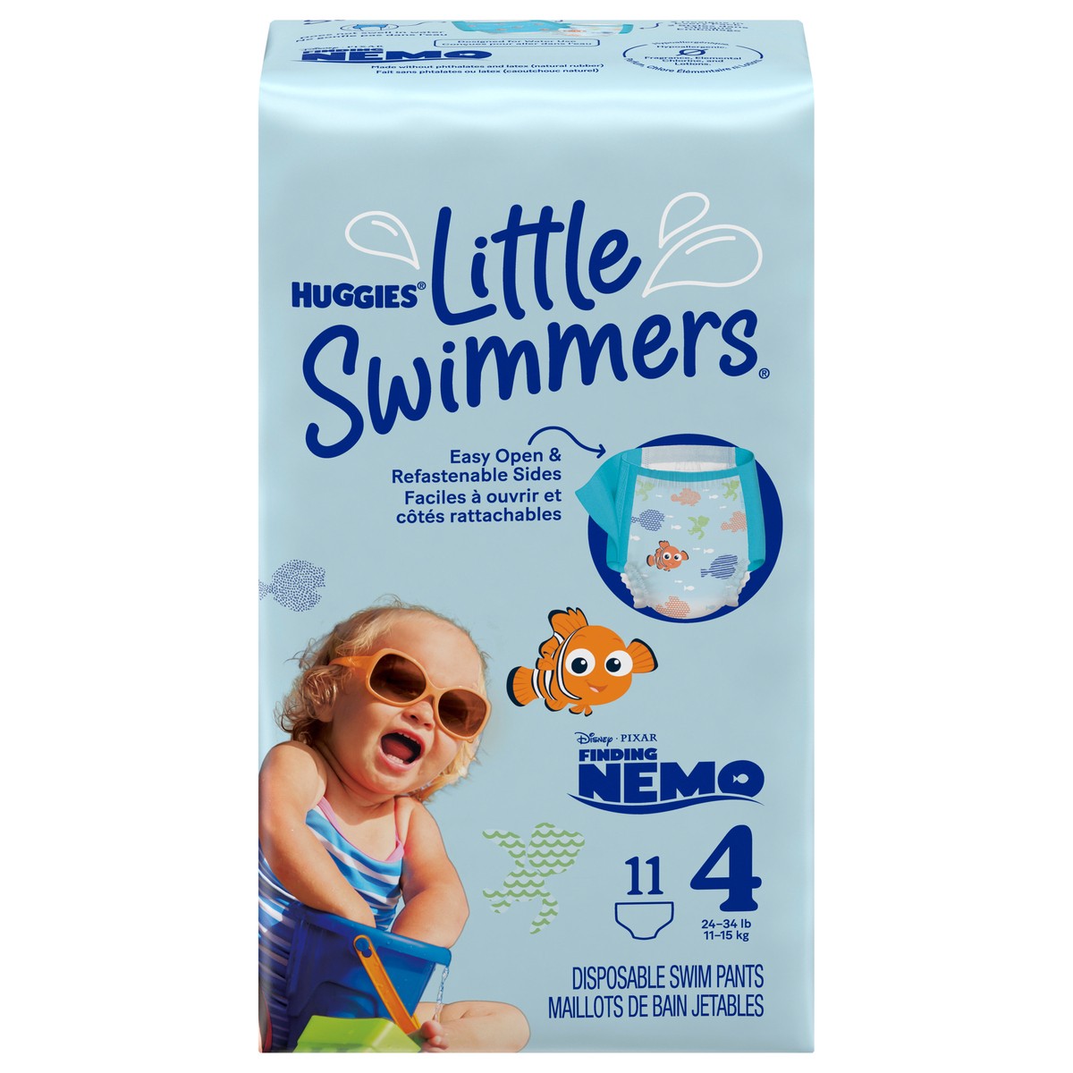 slide 1 of 5, Little Swimmers Disposable Swim Diapers, Size 4 (24-34 lbs), 11 Ct, 11 ct