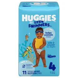 Little Swimmers Disposable Swim Diapers, Size 4 (24-34 lbs), 11 Ct