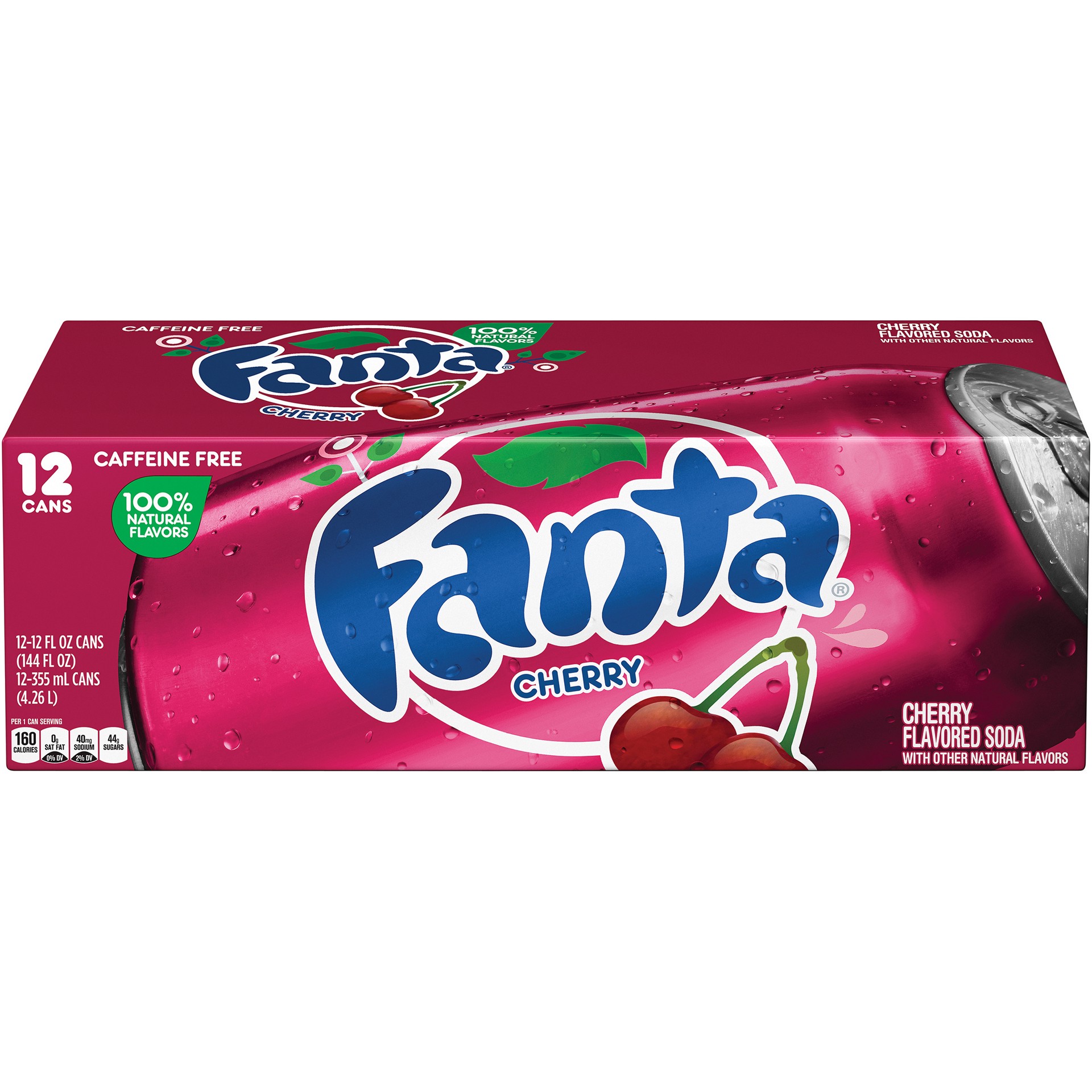 slide 4 of 10, Fanta Cherry Fruit Flavored Soda Soft Drink, 12 fl oz, 12 Pack, 144 fl oz