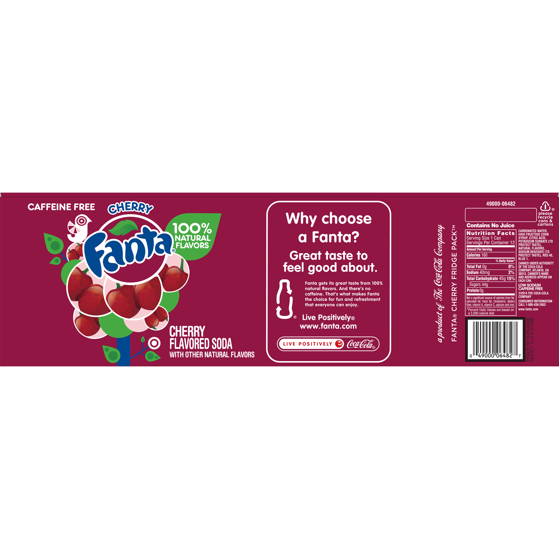 slide 10 of 10, Fanta Cherry Fruit Flavored Soda Soft Drink, 12 fl oz, 12 Pack, 144 fl oz