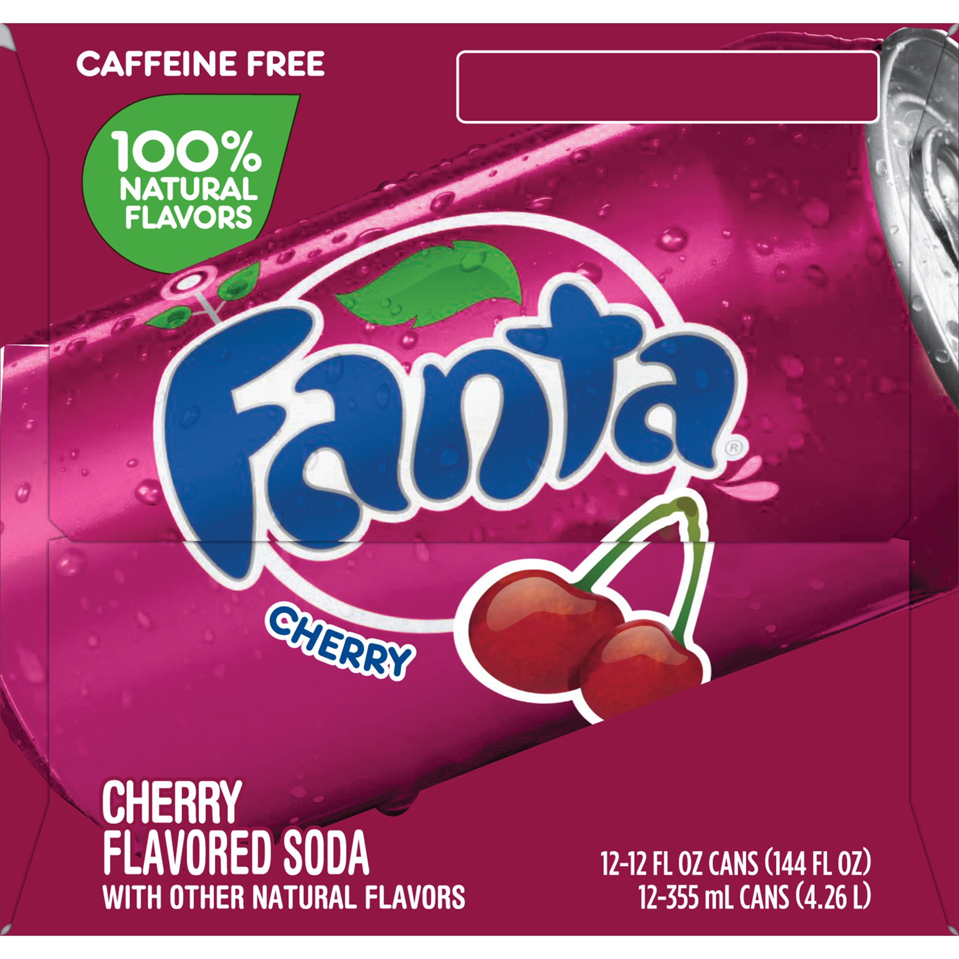 slide 9 of 10, Fanta Cherry Fruit Flavored Soda Soft Drink, 12 fl oz, 12 Pack, 144 fl oz