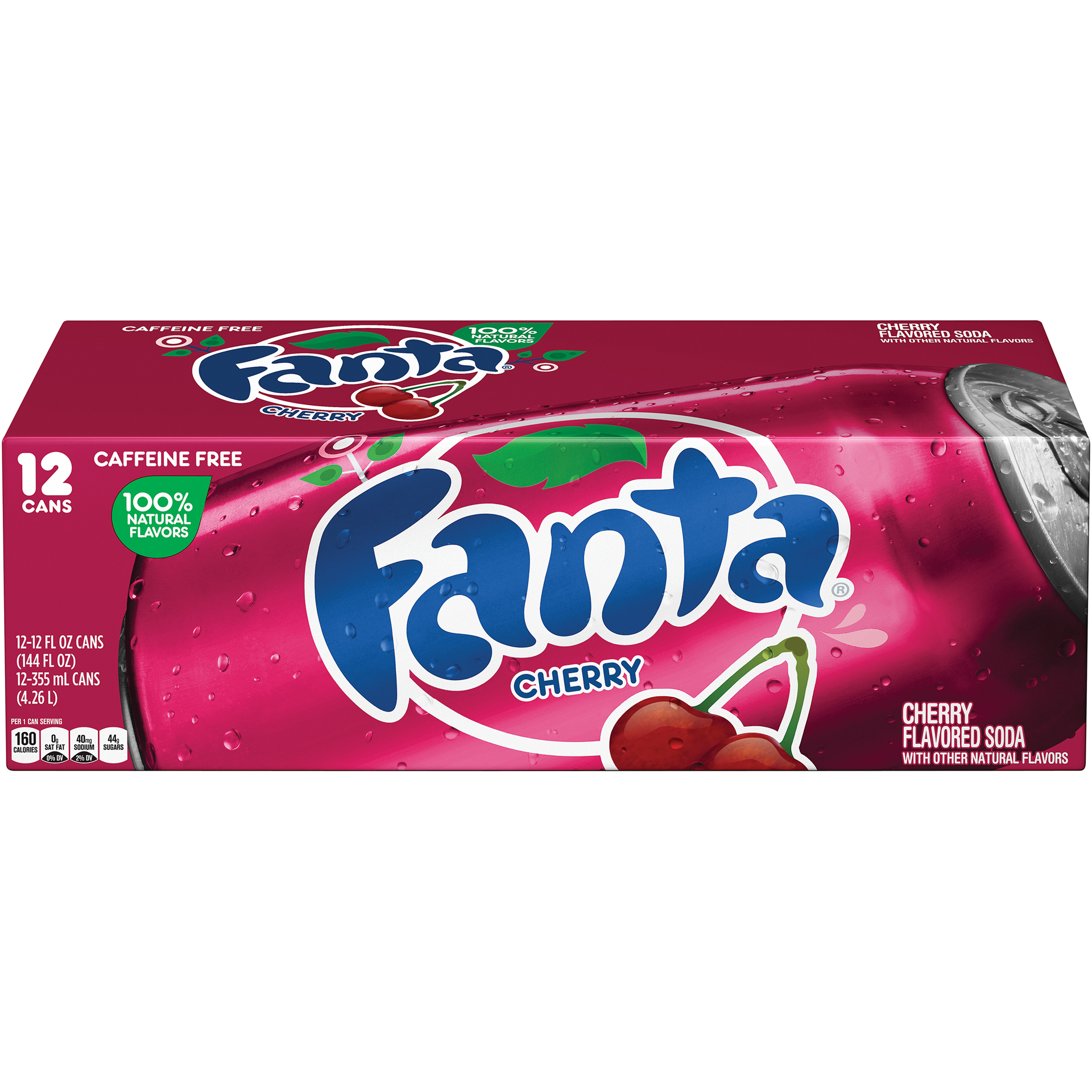 slide 1 of 10, Fanta Cherry Fruit Flavored Soda Soft Drink, 12 fl oz, 12 Pack, 144 fl oz