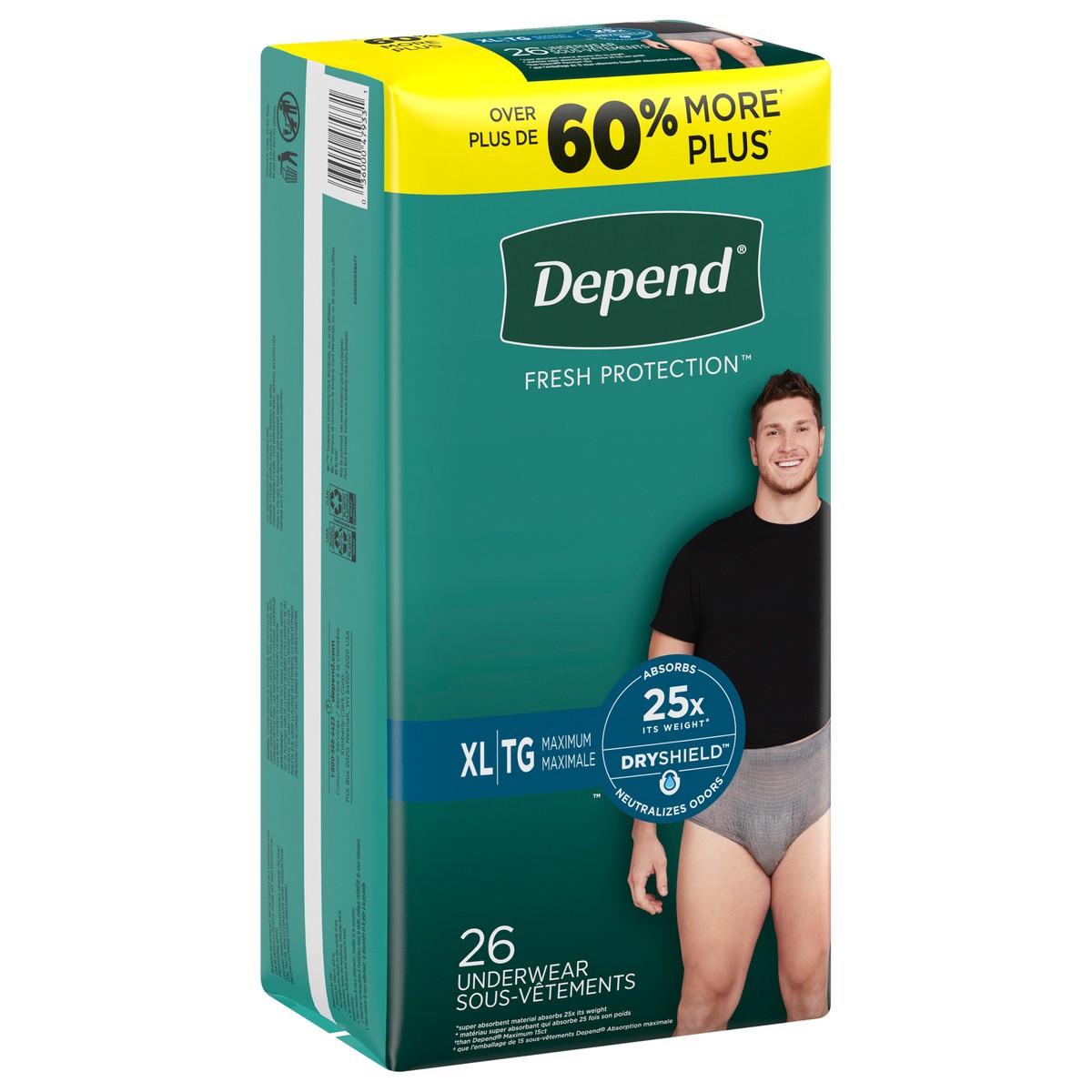 slide 7 of 9, Depend Fit-Flex Incontinence Underwear for Men, Maximum Absorbency, XL, Gray, 26 ct