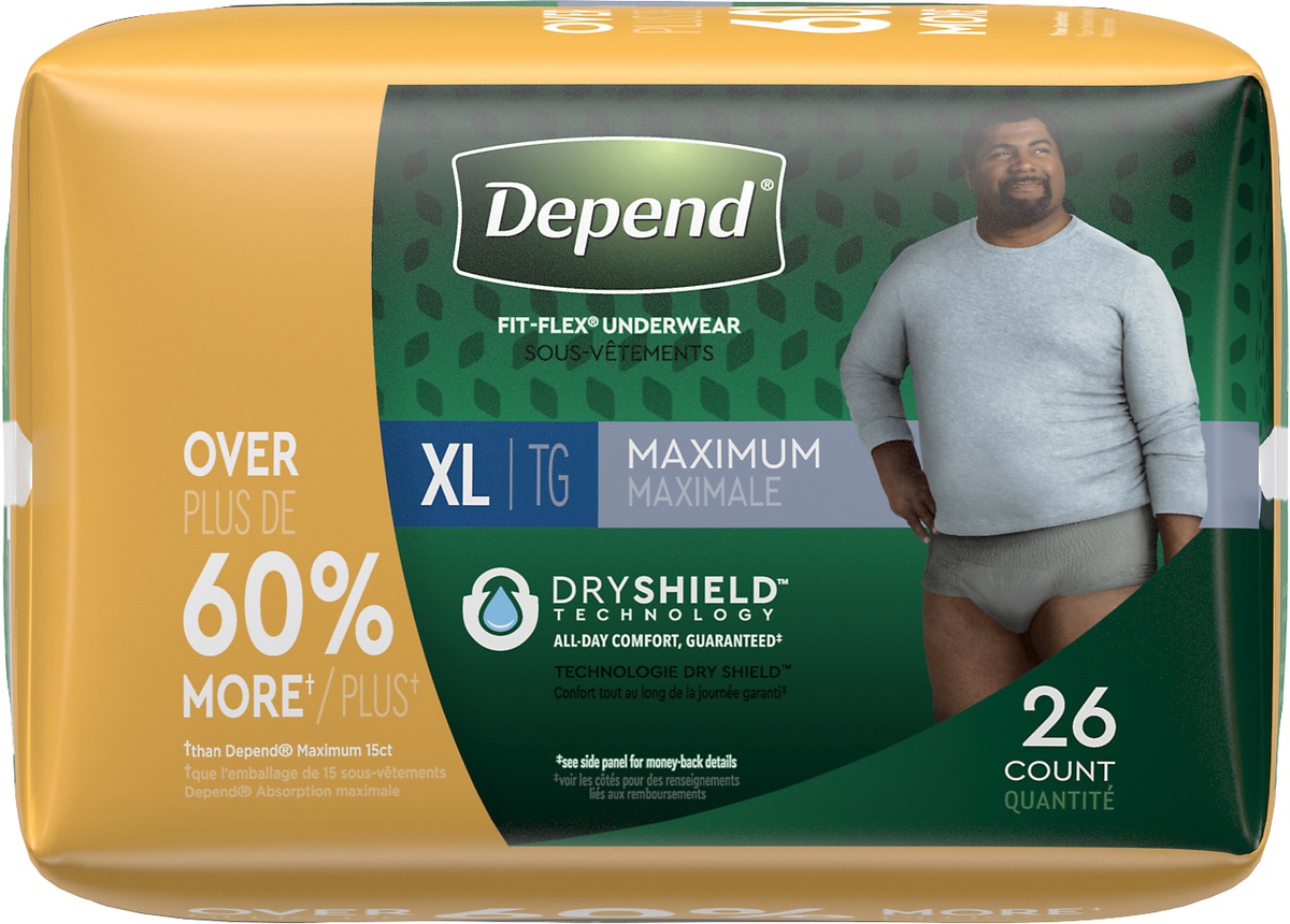 Depend Fit-Flex Incontinence Underwear for Men, Maximum Absorbency, XL ...