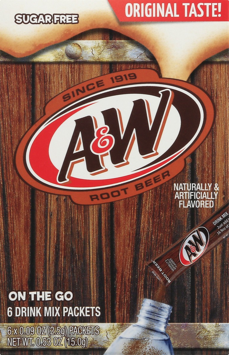 slide 10 of 13, A&W On the Go Sugar Free Root Beer Drink Mix Packets - 6 ct, 6 ct