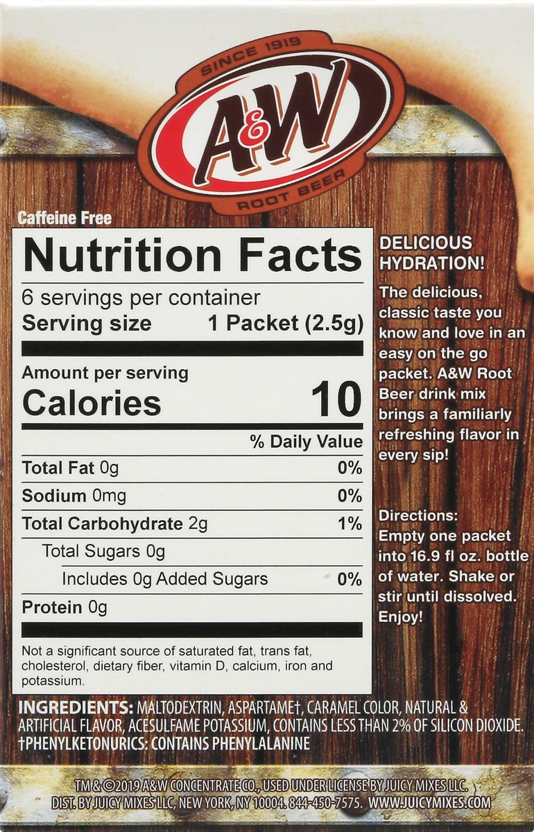 slide 6 of 13, A&W On the Go Sugar Free Root Beer Drink Mix Packets - 6 ct, 6 ct