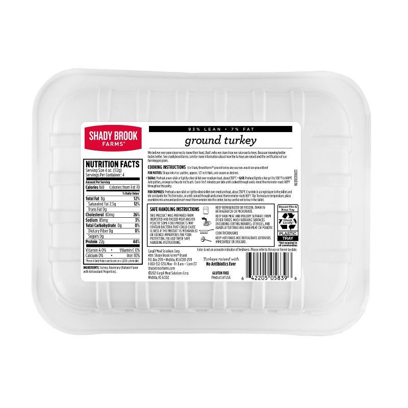 slide 6 of 6, Shady Brook Farms Antibiotic-Free 93% Ground Turkey - 16oz, 16 oz