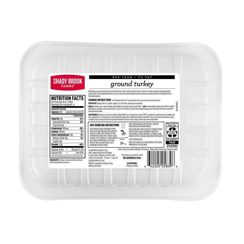 slide 5 of 6, Shady Brook Farms Antibiotic-Free 93% Ground Turkey - 16oz, 16 oz