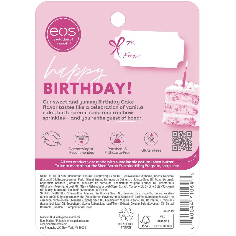 eos Birthday Cake Lip Balm Stick - 0.39oz