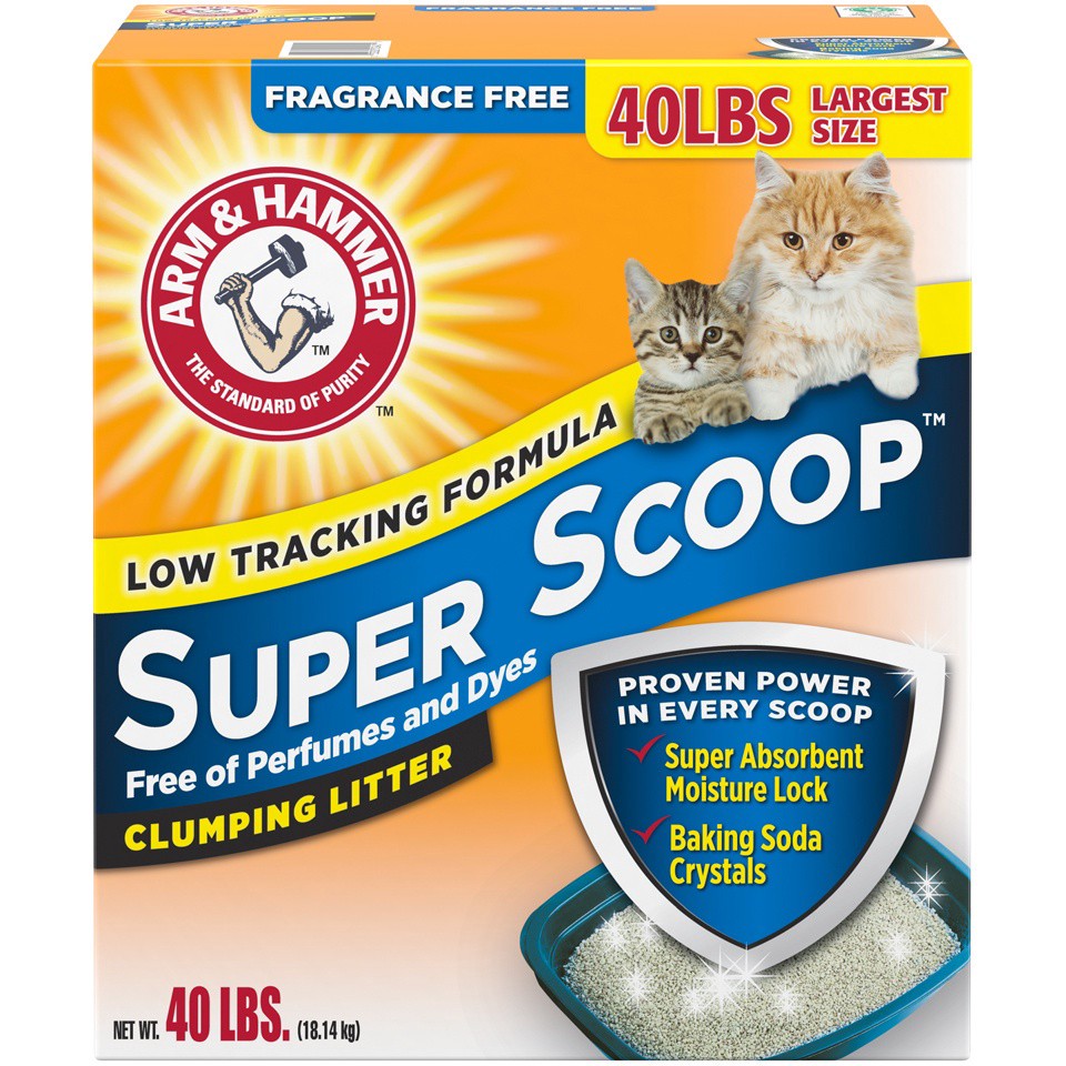 slide 1 of 5, ARM & HAMMER Super Scoop Fragrance Free Clumping Clay Cat Litter, 40 lb, 40 lb