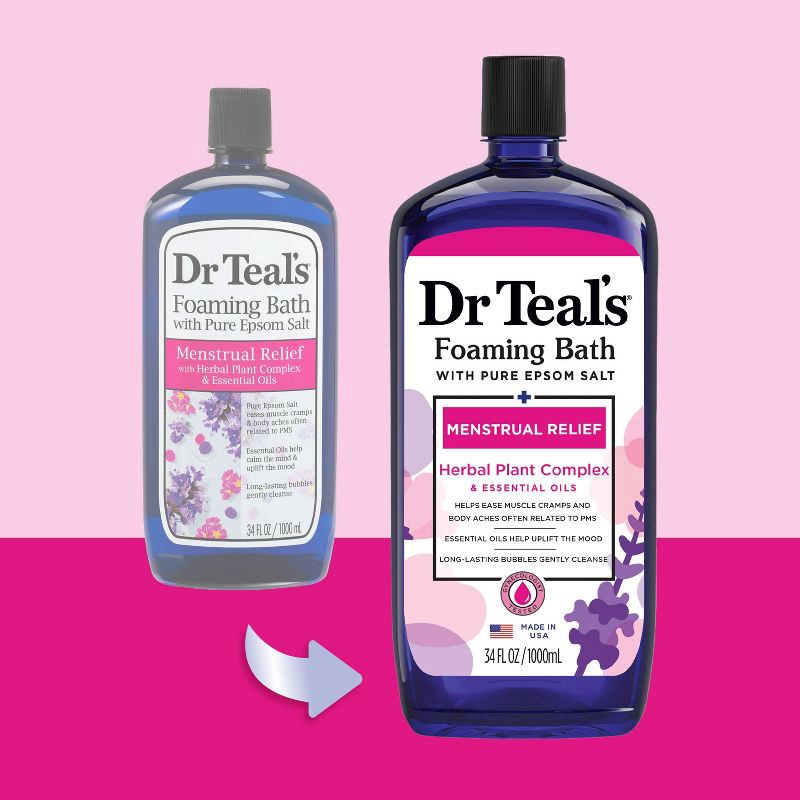 slide 5 of 6, Dr Teal's Menstrual Relief Lavender Foaming Bubble Bath - 34 fl oz, 34 fl oz