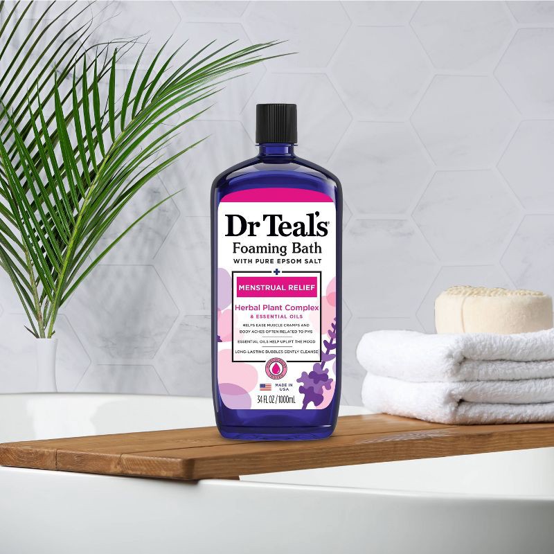 slide 6 of 6, Dr Teal's Menstrual Relief Lavender Foaming Bubble Bath - 34 fl oz, 34 fl oz